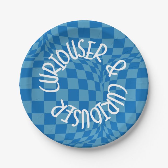 Alice in Wonderland - Blue Paper Plates Curiouser (Front)