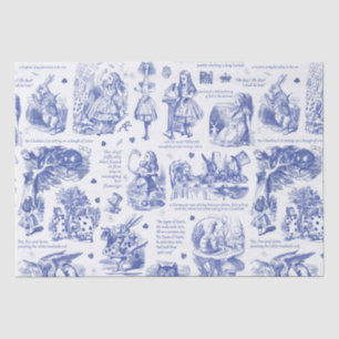Alice in Wonderland Blue Toile Quotes Tissue Paper