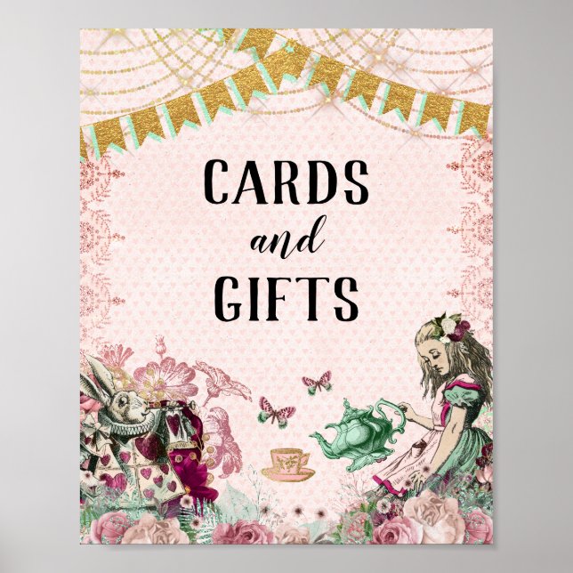 Alice in Wonderland Blush & Mint Cards & Gifts Poster (Front)