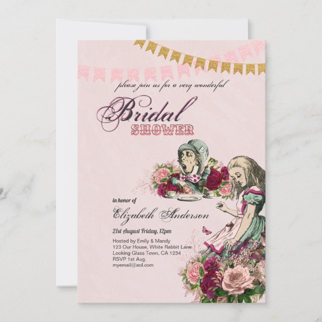 Alice in Wonderland Bridal Shower Tea Party Invite (Front)