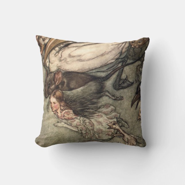 Alice in Wonderland by Arthur Rackham Cushion (Front)