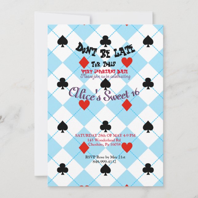 Alice in Wonderland Cardback Invitation (Front)