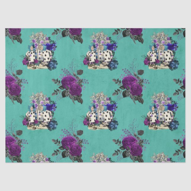 Alice in Wonderland Cards and Roses Decoupage Tissue Paper (Front)
