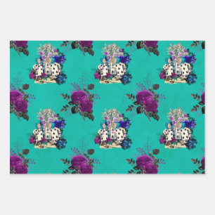 Alice in Wonderland Cards and Roses Wrapping Paper Sheet