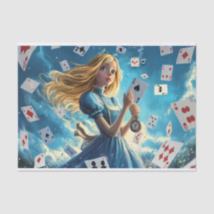 Alice in Wonderland Cards Pocket Watch Decoupage Tissue Paper