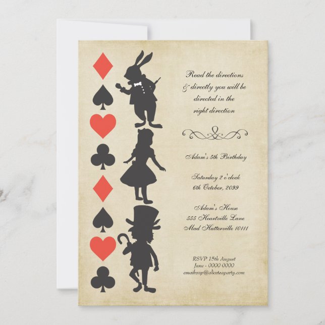 Alice in Wonderland Cards Tea Party Birthday (Front)