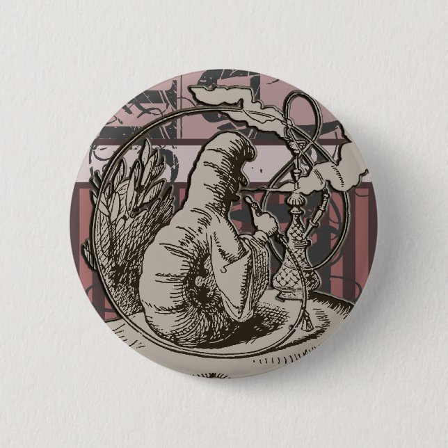 Alice In Wonderland Caterpillar Grunge (Pink) 6 Cm Round Badge (Front)