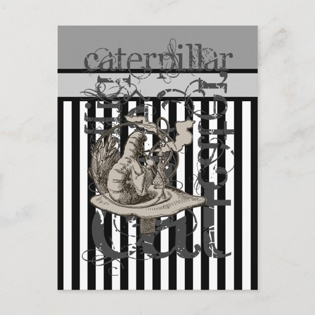 Alice In Wonderland Caterpillar Grunge Postcard (Front)