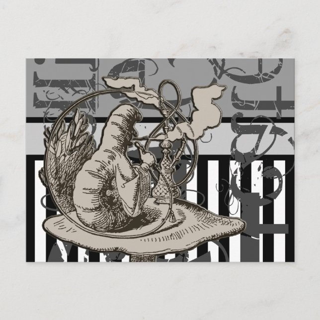Alice In Wonderland Caterpillar Grunge Postcard (Front)