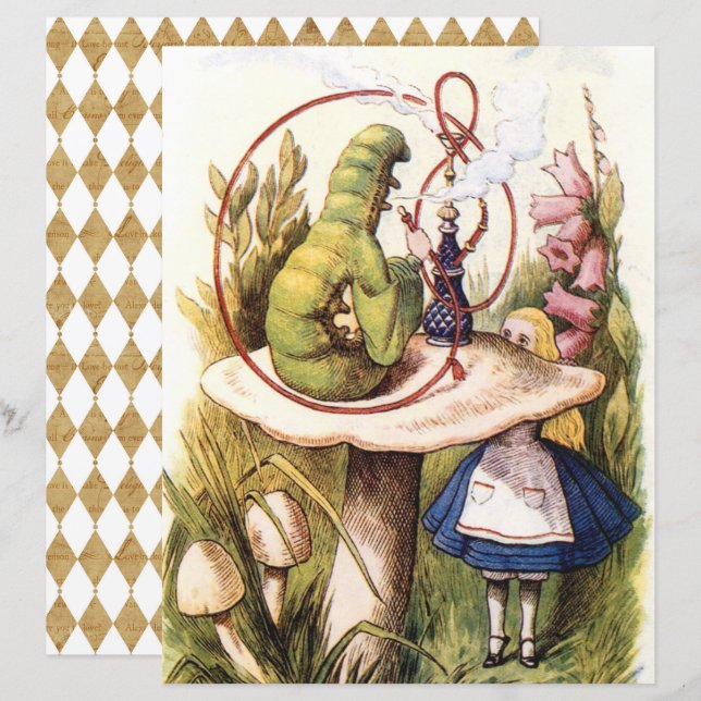 Alice in Wonderland, Caterpillar Scrapbook Paper  (Front/Back)