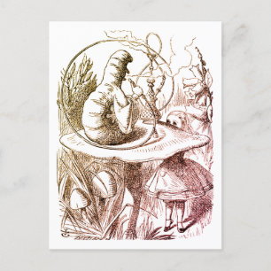 Alice in Wonderland Caterpillar Smoking Beige Postcard