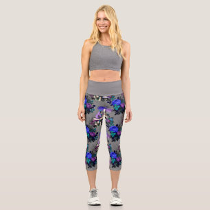 Alice in Wonderland Caterpillar Smoking Flowers Capri Leggings
