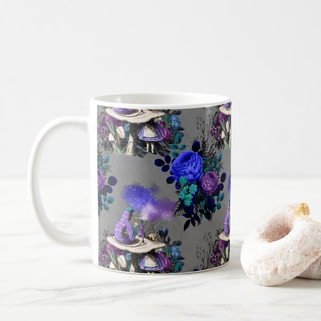 Alice in Wonderland Caterpillar Smoking Flowers Coffee Mug (With Donut)