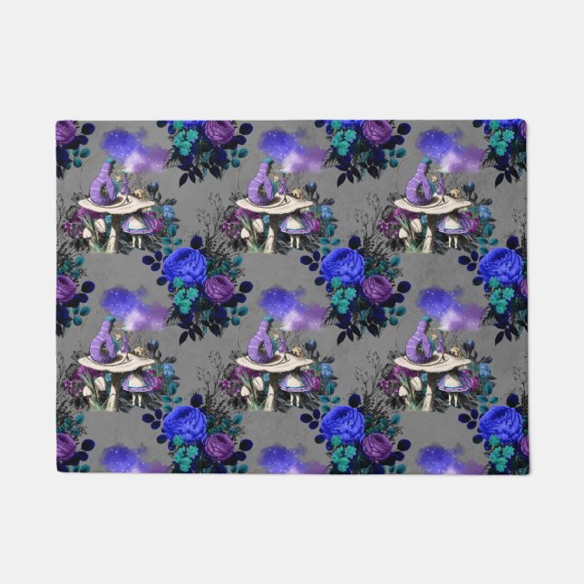 Alice in Wonderland Caterpillar Smoking Flowers Doormat (Front)