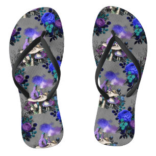 Alice in Wonderland Caterpillar Smoking Flowers Flip Flops