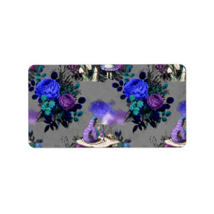 Alice in Wonderland Caterpillar Smoking Flowers Label