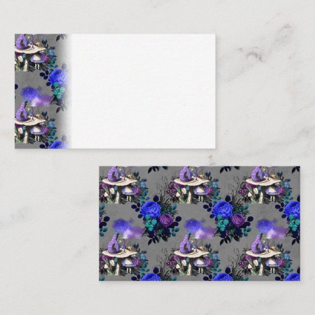 Alice in Wonderland Caterpillar Smoking Flowers Place Card (Front/Back)