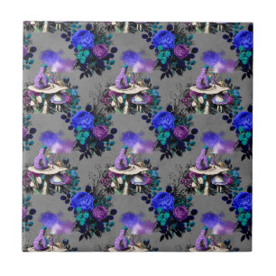 Alice in Wonderland Caterpillar Smoking Flowers Tile