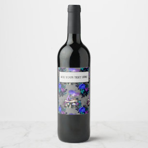 Alice in Wonderland Caterpillar Smoking Flowers Wine Label