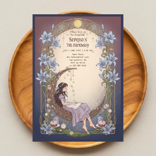 Alice in Wonderland Celestial Moon Birthday Invitation