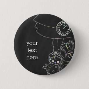 Alice in Wonderland Chalkboard Sketch Chalk Party 6 Cm Round Badge