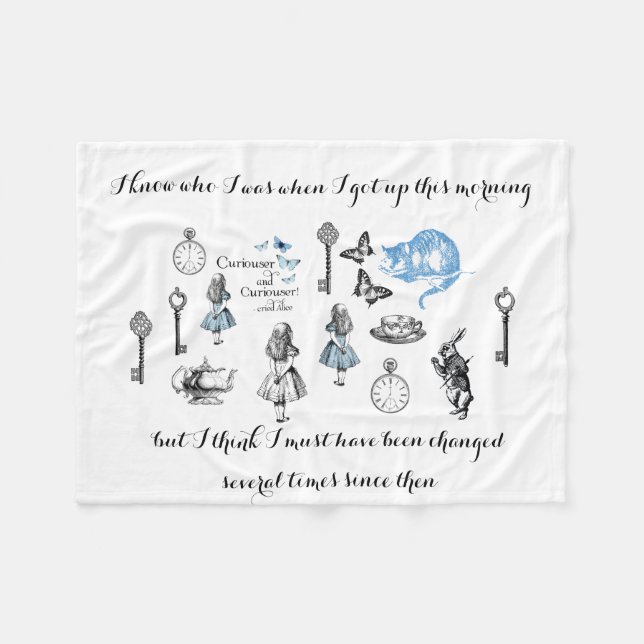 Alice in Wonderland Changed Vintage Fleece Blanket (Front (Horizontal))