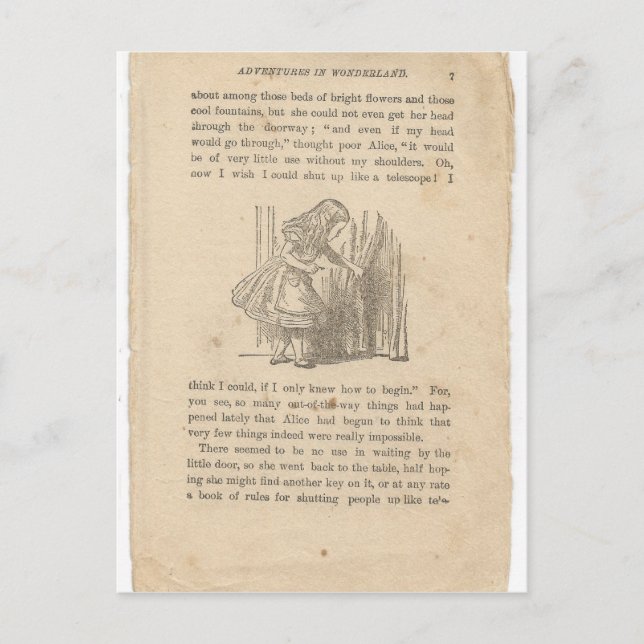 Alice In Wonderland, Chapter One, Down the Rabbit Postcard (Front)