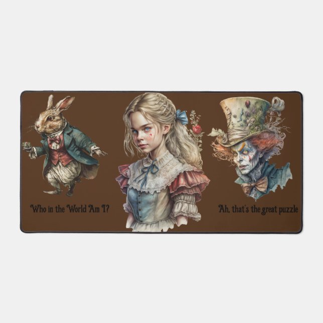Alice in Wonderland characters (editable text) Desk Mat (Front)