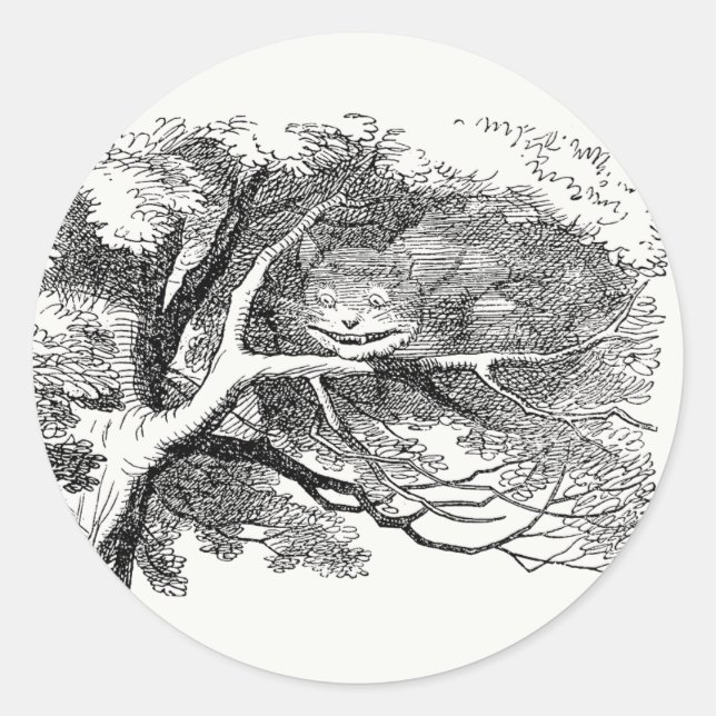 Alice in Wonderland - Cheshire Cat Fading to Smile Classic Round Sticker (Front)