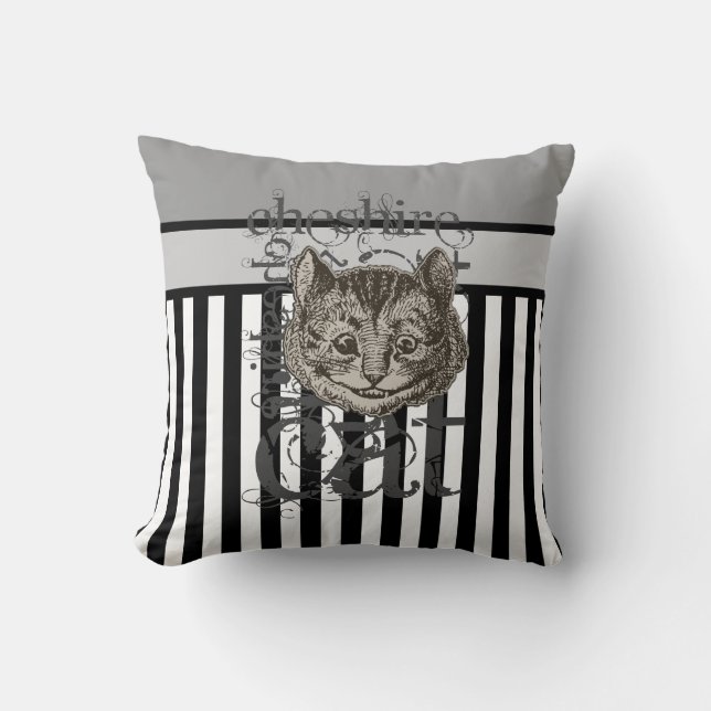Alice In Wonderland Cheshire Cat Grunge Cushion (Front)