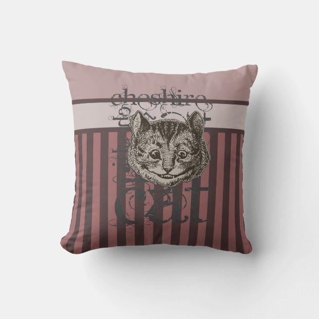 Alice In Wonderland Cheshire Cat Grunge (Pink) Cushion (Front)