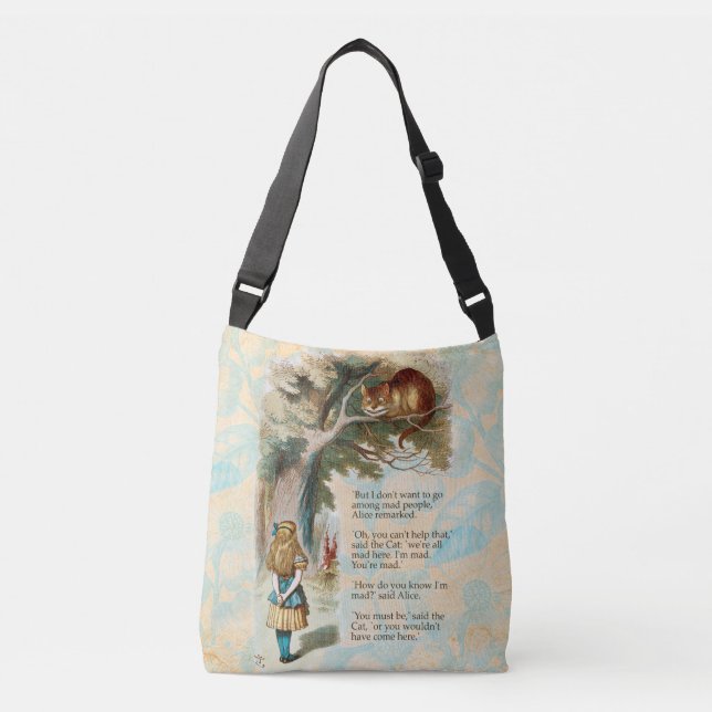 Alice in Wonderland Cheshire Cat Mad  Crossbody Bag (Front)