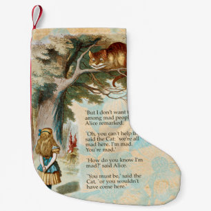 Alice in Wonderland Cheshire Cat Mad Small Christmas Stocking