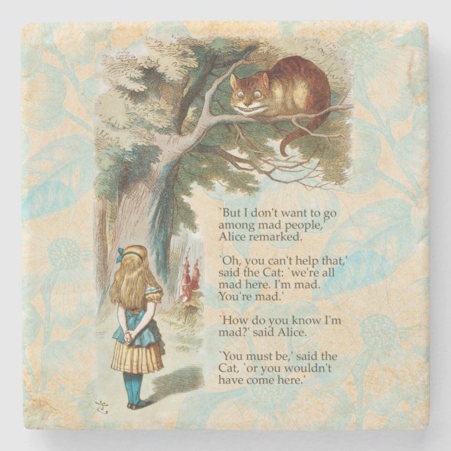 Alice in Wonderland Cheshire Cat Mad  Stone Coaster (Front)