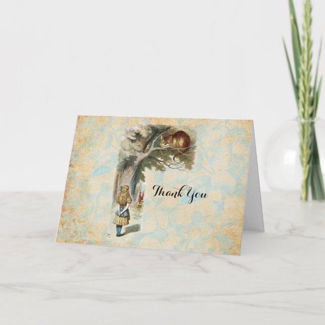 Alice in Wonderland Cheshire Cat Mad  Thank You Card (Front)