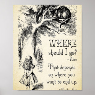 Alice in Wonderland - Cheshire Cat Quote - Where S Poster