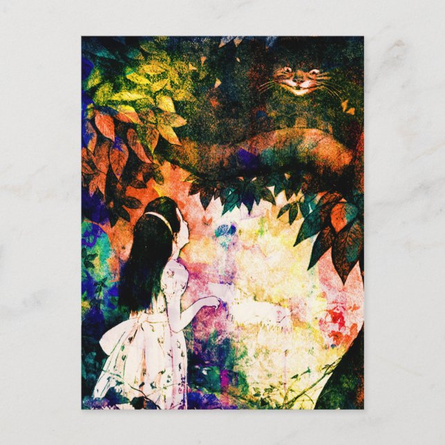 Alice in Wonderland Cheshire Cat Watercolour Postcard (Front)