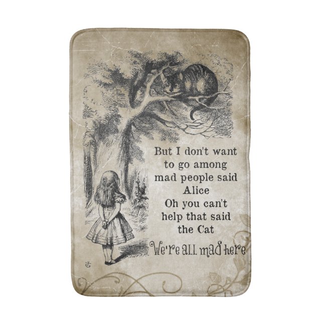 Alice in Wonderland; Cheshire Cat with Alice Bath Mat (Front Vertical)