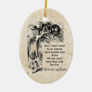 Alice in Wonderland; Cheshire Cat with Alice Ceramic Tree Decoration
