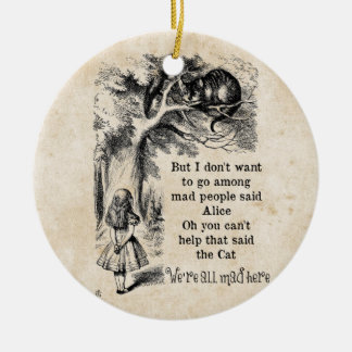 Alice in Wonderland; Cheshire Cat with Alice Ceramic Tree Decoration