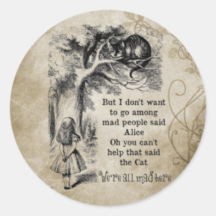 Alice in Wonderland; Cheshire Cat with Alice Classic Round Sticker