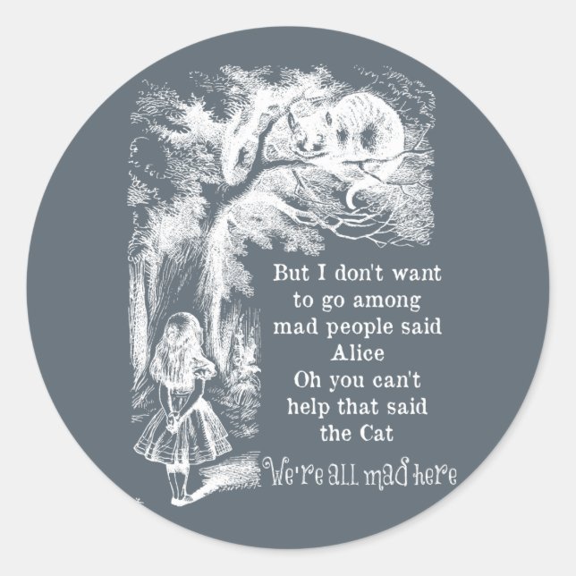 Alice in Wonderland; Cheshire Cat with Alice Classic Round Sticker (Front)