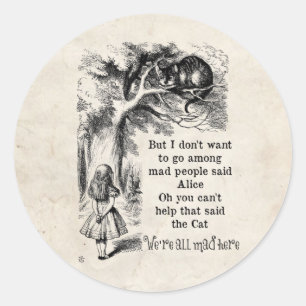 Alice in Wonderland; Cheshire Cat with Alice Classic Round Sticker