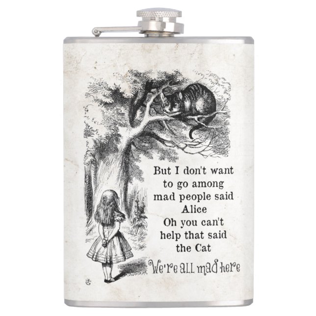 Alice in Wonderland; Cheshire Cat with Alice Hip Flask (Front)