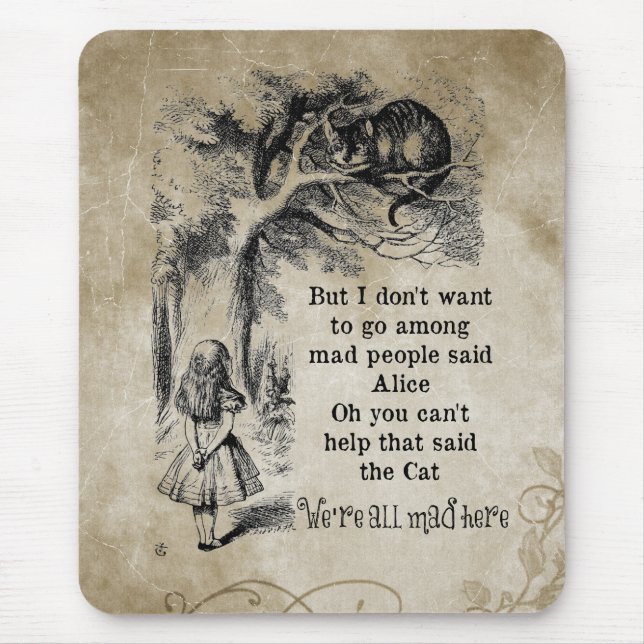 Alice in Wonderland; Cheshire Cat with Alice Mouse Mat (Front)