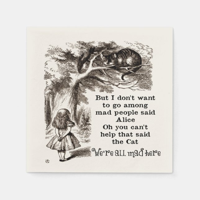Alice in Wonderland; Cheshire Cat with Alice Napkin (Front)