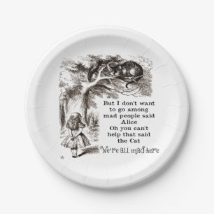 Alice in Wonderland; Cheshire Cat with Alice Paper Plate