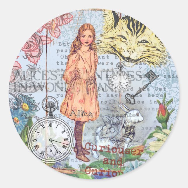 Alice in Wonderland Classic Cheshire Rabbit Alice Classic Round Sticker (Front)