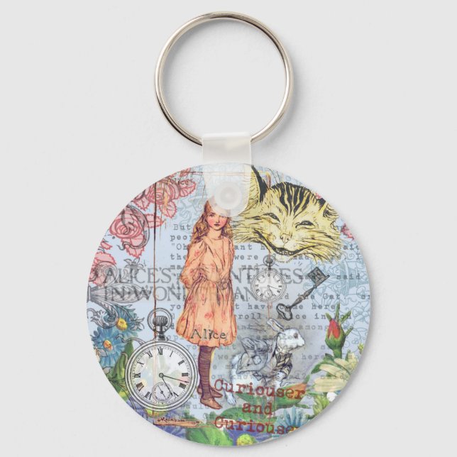 Alice in Wonderland Classic Cheshire Rabbit Alice Key Ring (Front)