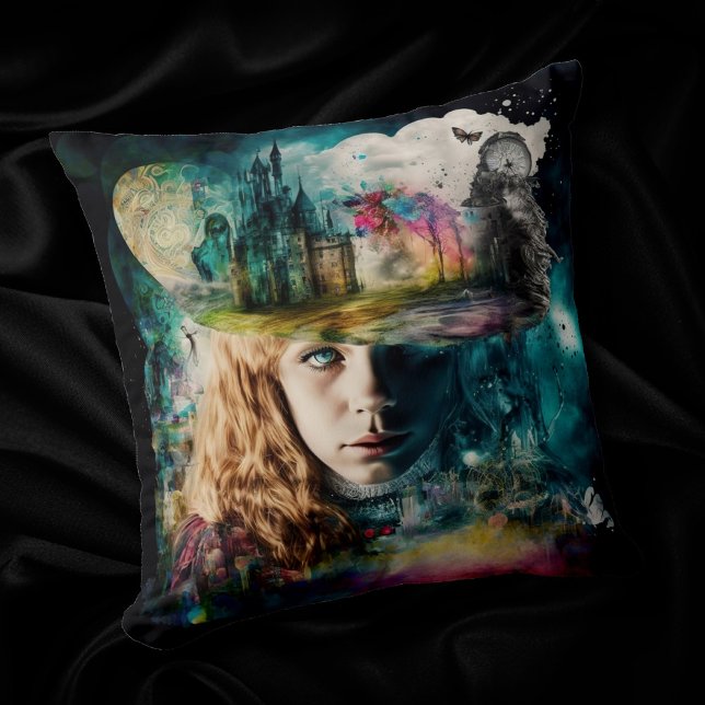 Alice in Wonderland | Clock and City Skyline Cushion (Creator Uploaded)